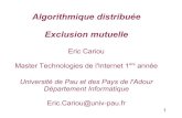 Algorithmique distribuée Exclusion mutuelleecariou.perso.univ-pau.fr/cours/sd-m1/cours-mutex.pdf · 2009-11-25 · 2 Exclusion mutuelle distribuée Exclusion mutuelle Contexte de