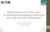 Hydrocarbures de roche-mère : la révolution énergétique ... · Fayetteville Woodford Granite Wash Coût de forage moyen (million USD) 2,8 8,5 7,8 Profondeur moyenne (m) 1 100