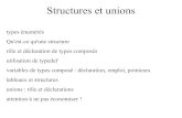 Structures et unions - Poupa en C/Cours/N... · 2016-06-29 · Structures et unions Emploi du mot réservé typedef: contrairement à ce que l'on pourrait croire d'après le nom de