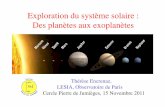 Exploration du système solaire : Des planètes aux exoplanètes€¦ · géantes (« exoplanètes ») découvertes autour d ’étoiles proches • Principale méthode utilisée: