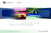 Rapport annuel au Parlement 2013-2014 du BST · RAPPORT ANNUEL AU PARLEMENT 2013-2014 Place du Centre 200, promenade du Portage, 4 e étage Gatineau (Québec) K1A 1K8 Le 20 août
