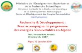 Recherche & Développement : Pour accompagner le ......Université de Bouira Energies Renouvelables Et Développement Durable 2012 Université Mentouri de Constantine -1-Modelisation