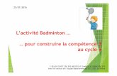 L’activité Badminton … … pour construire la compétence 3 ...meyzieu-decines.circo.ac-lyon.fr/spip/IMG/pdf/anim... · -frapper le volant en main haute (au dessus de la tête)-alternatif