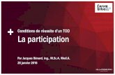 Conditions de réussite d’un TOD La participation · 2019-10-24 · Conditions de réussite d’un TOD La participation Par Jacques Bénard, ing., M.Sc.A, Med.A. 28 janvier 2016