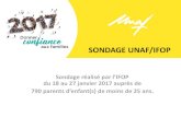 SONDAGE UNAF/IFOOSondage IFOP-UNAF réalisé du 18 au 27 janvier 2017 auprès de 790 parents denfant(s) de moins de 25 ans. I Les questions d’argent et de temps 5/ Le coût de la
