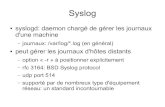 Syslog - IBISCpetit/Enseignement/... · Syslog : demo lister le syslog d'un système existant lister un journal de /var/log, montrer les entrées "MARK" insérées par syslogd tester