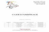 CODE D’ARBITRAGE · CODE D’ARBITRAGE Version du 1er juillet 2012 Rectificatif Date de mise en application Pages concernées Nom de fichier V.O. 1er septembre 2008 1 à 18 CA200809.pdf