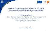 FEDER-FSE-Massif des Alpes 2021-2027 Journée de concertation … · 2020-02-10 · FEDER-FSE-Massif des Alpes 2021-2027 Journée de concertation partenariale-FEDER - Atelier 1 :