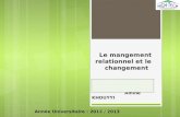 Le mangement relationnel et le changementPlan Introduction Définition du management relationnel Management relationnel et fonction RH Définition de la notion du changement Stratégie