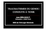 TRAUMATISMES DU GENOU : CONDUITE أ€ TENIR TRAUMATISMES DU GENOU : CONDUITE أ€ TENIR Jean BRILHAULT,