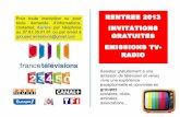 RENTREE 2013 INVITATIONS GRATUITES EMISSIONS TV- RADIOww2.ac-poitiers.fr/clemi/IMG/pdf/planning_emissions_2013.pdf · quiz et des adeptes des mots fléchés, en mixant tous les genres,
