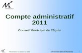 Compte administratif 2011 - Montreuil · Présentation en séance du 25/06. 7 ... • Santé > ouverture du nouveau CMS Tawhida Ben Cheikh > augmentation et rééquilibrage de l’offre