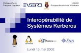Interopérabilité de Systèmes Kerberos · Systèmes Kerberos Lundi 13 mai 2002 MIT Heimdal Philippe Perrin François Lopitaux OSSIR Groupe de sécurité Windows. Plan nSujet de