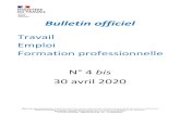 Bulletin officiel - suumitsu.eu...BULLETIN OFFICIEL DU MINISTERE DU TRAVAIL BO Travail n° 2020/4 bis du 30 avril 2020, p. 2 Mots-clés: équipements de protection individuelle - dispositifs