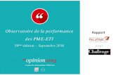 Observatoire de la performance Rapport des PME-ETI...- Banque PALATINE pour Challenges Observatoire de la performance des PME-ETI – Septembre 2016 4Synthèse des résultats – Indice