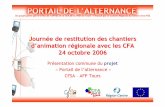Journée de restitution des chantiers d’animation régionale avec … · 2010-01-07 · Un projet porté par le CFSA de l’AFTEC et le CFA de la Ville de Tours – Financé par