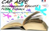 Accompagnant Educatif Petite Enfancesbssa.spip.ac-rouen.fr/IMG/pdf/cap_aepeprofvf29052017.pdf•Plan d’action pour la petite enfance ( 15 novembre 2016) porté par Laurence Rossignol,
