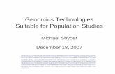 Genomics Technologies Suitable for Population Studies · 2008-02-21 · Genomics Technologies 1)Mapping DNA sequence variation 2) Mapping transcripts2) Mapping transcripts 3))ggy