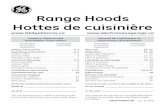 Range Hoods Hottes de cuisinière · Surfaces en acier inoxydable . . .6 ... Range Hoods Hottes de cuisinière ... CAUTION - Please read specification label on product for further