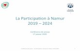 La Participation à Namur 2019 2024€¦ · Exemple 2019 : la réunion d’infomation dans le cadre du schéma d’oientation local de la ZACC de Suarlée (Aménagement du territoire)