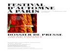 FESTIVAL D’AUTOMNE À PARIS...Condamné par le régime iranien en 2010 à six ans d’emprison - nement et vingt ans d’interdiction de ﬁlmer et de voyager hors du pays, Jafar