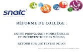 RÉFORME DU COLLÈGE - SNALC · Horaires suite à la réforme issus de l’arrêté du 19 mai 2015 (Complément 2) Un élève ne suivant aucune option ni bilangue ni section euro