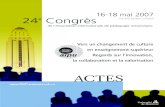 ACTES · ACTES 24e Congrès de l'Association internationale de pédagogie universitaire Vers un changement de culture en enseignement supérieur Regards sur l’innovation, Note au