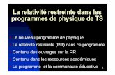 La relativité restreinte dans les programmes de …epiphymaths.univ-fcomte.fr/seminaire/documents_de...2012/12/13  · le référentiel (R) avec deux horloges H 1 et H 2 pour mesurer