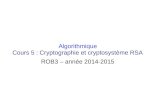 Algorithmique Cours 5 : Cryptographie et cryptosystème RSA ...spanjaard/cours/Algo_cours5.pdf · Les clés de cryptage et de décryptage sont identiques : expéditeur et destinataire