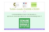 Table-ronde FAERE-CEDDfaere.fr/wp-content/uploads/2014/01/Table-Ronde-FAERE-CEDD... · (« nudges ») Consommation durable : Quels instruments economiques ? Les formes de la consommation