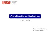 Applications linéairesmath.univ-lyon1.fr/homes-www/alachal/diaporamas/... · 2. Image par une application linéaire b) Noyau et image Dé nition 2.3 (Image/Noyau) Soit f 2L(E ;F