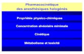 Propriétés physico-chimiques Concentration alvéolaire ...sebtaran.free.fr/DESAR/Module_1/Pharmaco_halogenes.pdf · Coefficient de partage ml gaz/ml liquide (37°) Dans l ’eau