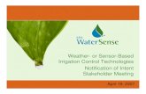 Weather- Or Sensor-Based Irrigation Control Technologies ... · Weather- Or Sensor-Based Irrigation Control Technologies Notification of Intent Stakeholder Meeting Keywords: Weather-