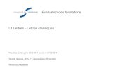 Université de Strasbourg - Évaluation des formations L1 Lettres - … · 2015. 1. 24. · Évaluation des formations L1 Lettres - Lettres classiques Résultats de l’enquête 2013-2014