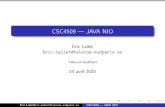 CSC4509 JAVA NIO · 2020. 6. 11. · Java NIO vs Java IO Historique : Java IO : depuis Java 1.0 Java NIO : depuis Java 1.4, version 2 depuis Java 1.7 Principales diﬀérences : Gestion