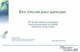 16e École d’été en évaluation environnementale du SIFÉE … · 2013. 1. 23. · (courrier électronique, téléphone, en séance) Registre d’inscriptions (1re partie –