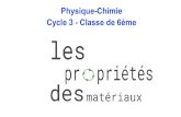 Physique-Chimie Cycle 3 - Classe de 6ème...Prendre des échantillons de matière. Poser un glaçon sur chaque échantillon. Chronométrer le temps. Comparer les résultats. Fixer
