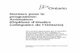 Normes pour le programme: Animation · 2015. 3. 12. · Animation (Diplôme d’études collégiales de l’Ontario) Ces normes approuvées par le ministère de la Formation et des
