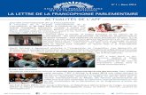 LA LETTRE DE LA FRANCOPHONIE PARLEMENTAIRE · 2015. 1. 28. · ACTUALITÉS DE L’APF À l’occasion de la Journée internationale de la Francophonie, le 20 mars 2014, la Présidente
