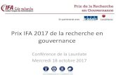 Prix IFA 2013 de la recherche en gouvernance · 2017. 10. 24. · Conférence de la Lauréate Mercredi 18 octobre 2017. ... quel rôle pour l’attention des investisseurs ? Thèse