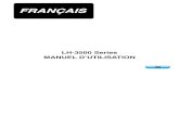 LH-3500 Series MANUEL D'UTILISATION (FRANCAIS)...3/32" à - /2" /8" à - /4" 2,4 à 38, mm 3,2 à 3 ,8 mm Hauteur de relevage du pied presseur 3 mm par genouillère, 7 mm par releveur