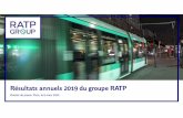 Résultats annuels 2019 du groupe RATP€¦ · La contribution des filiales au CA Groupe progresse de +1,1 point en 2019, à 23 %. Le Groupe se structure autour d’une nouvelle identité