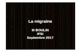M BOULIN IFSI Septembre 2017 · 1- de 1 à 10 2- bonne, moyenne, nul Agenda type, consultations spécialisées migraine dans service de neurologie, pousser le patient à les remplir