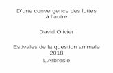 D’une convergence des luttes à l’autre David Olivier Estivales ......L’animalisme se doit de critiquer l’approche actuelle de l’antiracisme, etc., et ceci: – sera salutaire