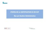 ETAPES DE LA CERTIFICATION E3 EN CCF Bac pro Gestion … · 2020. 4. 7. · LA CERTIFICATION E3 EN CCF L’évaluationporte sur le professionnel en construction et non sur le métier