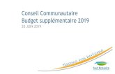 Conseil Communautaire Budget supplémentaire 2019 · Chap 21 Chap 23. Budget Complexe Aquatique : Affectation des résultats 2018 et BS 2019 Résultat de fonctionnement : 0 ... 011