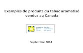 Exemples de produits du tabac aromatisé vendus au Canada · Après la mise en œuvre du projet de loi C-32, le 5 octobre 2010, si un cigarillo (petit cigare) pesait plus de 1,4 g