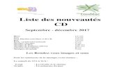 Liste des nouveautés CD · 2018. 2. 24. · Every Country's Sun / ens.instr. comp. Mogwai. - France : Rock Action Records, 2017. - 1 disque compact ; 56 min 09 s : Boîtier cartonné.