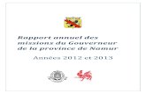 Rapport annuel des missions du Gouverneur de la province ......Rapport annuel des missions du gouverneur de la province de Namur – 2012 et 2013 4 • Participation au CA de NEW le