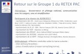 Retour sur le Groupe 1 du RETEX PAC · 2018. 2. 22. · Retour sur le Groupe 1 du RETEX PAC Thématique : Gouvernance et pilotage national, communication avec les usagers, sens et